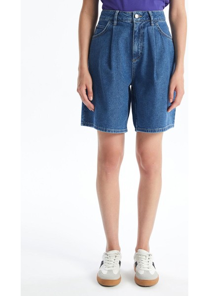 Lcw Jeans Orta Indigo Rodeo Bermuda Fit Kadın Jean Şort