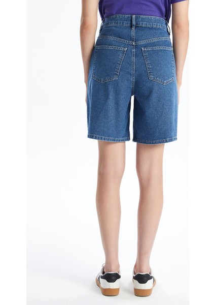 Lcw Jeans Orta Indigo Rodeo Bermuda Fit Kadın Jean Şort