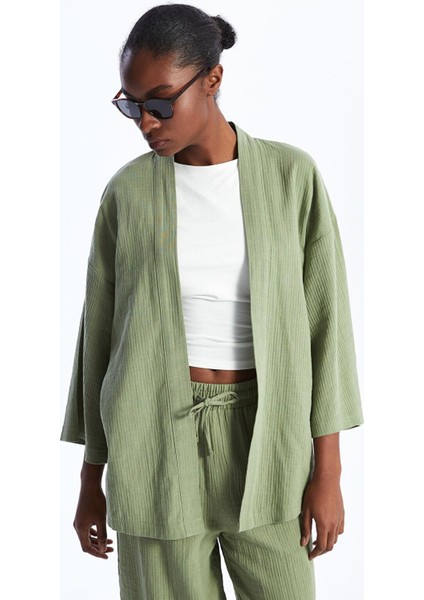 Lcw Vision Taş Rengi Şal Yaka Düz Müslin Kadın Kimono modelleri