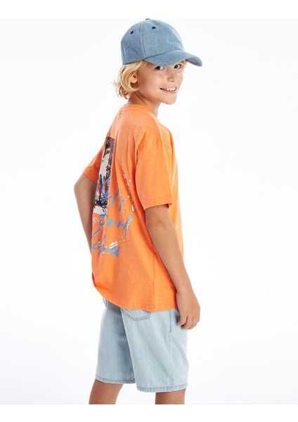 Lcw Kids Turuncu Oversize Bisiklet Yaka Erkek Çocuk Tişört