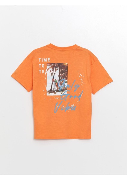 Lcw Kids Turuncu Oversize Bisiklet Yaka Erkek Çocuk Tişört