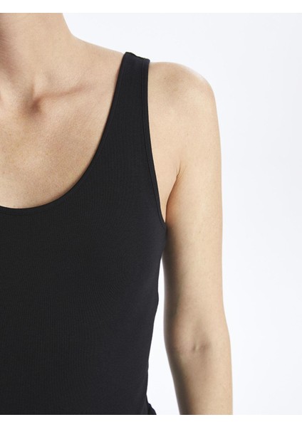 Lcw Dream Yeni Siyah Kadın U Yaka Düz Atlet fırsatları