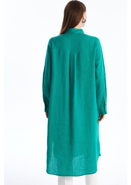 Lcwaıkıkı Classic Yanık Turuncu Düz Oversize Keten Kadın Gömlek Tunik fırsatları