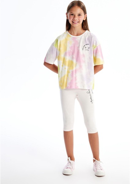 Lcw Kids Karışık Baskılı Bisiklet Yaka Batik Desenli Kısa Kollu Kız Çocuk Crop Tişört modelleri