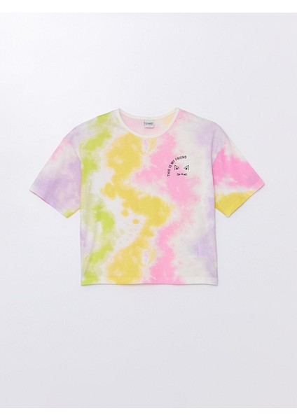 Lcw Kids Karışık Baskılı Bisiklet Yaka Batik Desenli Kısa Kollu Kız Çocuk Crop Tişört fırsatları