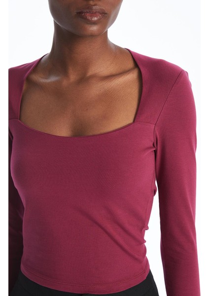 Lcw Vision Açık Bordo Kare Yaka Düz Uzun Kollu Kadın Bluz indirimleri