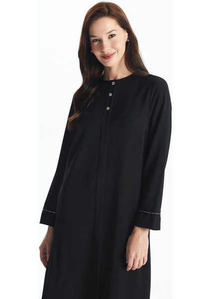 Lcw Grace Yeni Siyah Bisiklet Yaka Düz Uzun Kollu Kadın Ferace modelleri