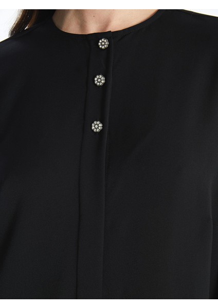 Lcw Grace Yeni Siyah Bisiklet Yaka Düz Uzun Kollu Kadın Ferace fırsatları