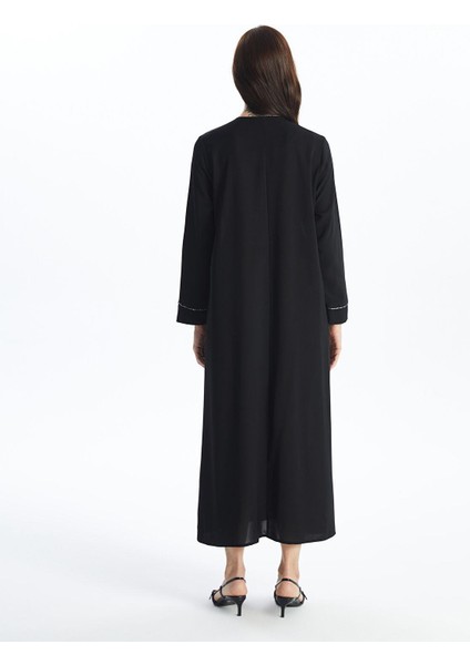 Lcw Grace Yeni Siyah Bisiklet Yaka Düz Uzun Kollu Kadın Ferace indirimleri