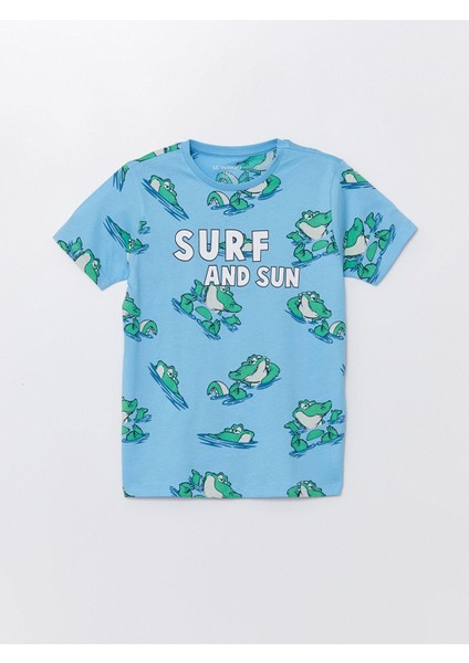 Lcw Dream Mavi Baskılı Rahat Kalıp Bisiklet Yaka Erkek Çocuk Şortlu Pijama Takımı fırsatları