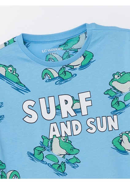 Lcw Dream Mavi Baskılı Rahat Kalıp Bisiklet Yaka Erkek Çocuk Şortlu Pijama Takımı indirimleri