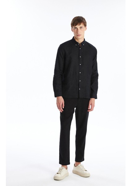 Lcw Vision Beyaz Slim Fit Uzun Kollu Keten Erkek Dokulu Gömlek modelleri
