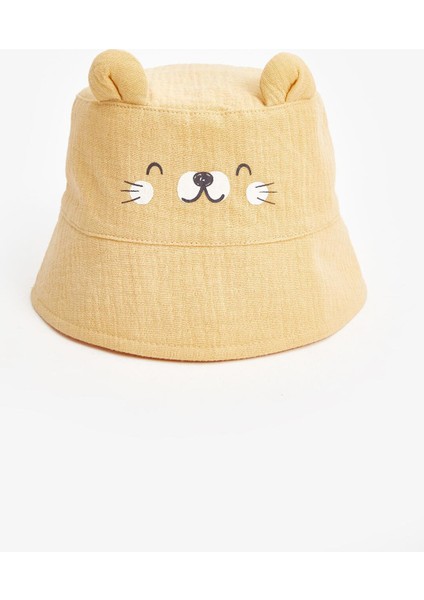 Lcw Baby Mat Sarı Kedi Figürlü Erkek Bebek Bucket Şapka