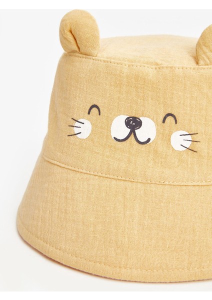 Lcw Baby Mat Sarı Kedi Figürlü Erkek Bebek Bucket Şapka