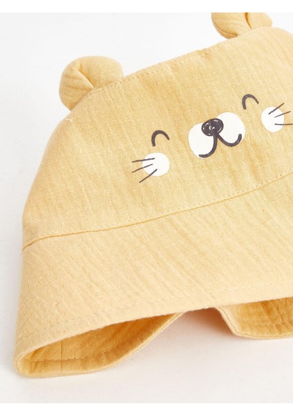 Lcw Baby Mat Sarı Kedi Figürlü Erkek Bebek Bucket Şapka