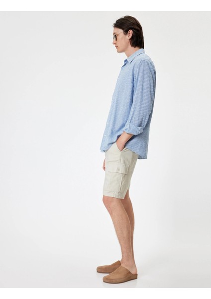 Keten Şort Kargo Cep Detaylı Bermuda fiyatları