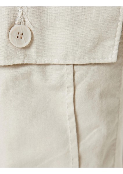 Keten Şort Kargo Cep Detaylı Bermuda modelleri