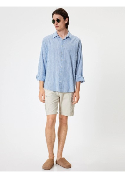 Keten Şort Kargo Cep Detaylı Bermuda fırsatları