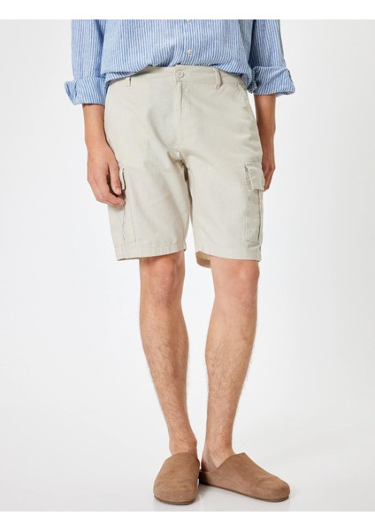 Keten Şort Kargo Cep Detaylı Bermuda indirimleri