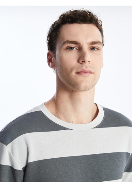 Lcw Casual Bisiklet Yaka Uzun Kollu Çizgili Erkek Sweatshirt modelleri