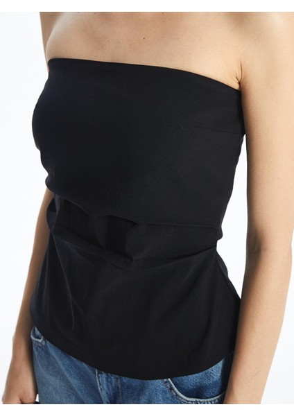 Lcw Vision Kırmızı Straplez Düz Crop Kadın Bluz