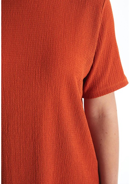 Lcwaıkıkı Basic Yanık Turuncu Bisiklet Yaka Düz Kısa Kollu Kadın Tişört fırsatları