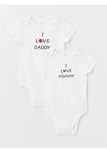 Lcw Baby Ekru Bisiklet Yaka Kısa Kollu Kız Bebek Çıtçıtlı Body 2'li