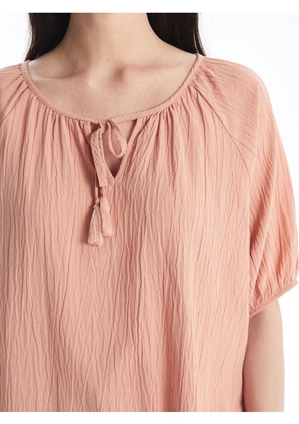 Lcwaıkıkı Classic Mat Pembe Bağlamalı Yaka Düz Kısa Kollu Kadın Bluz fırsatları