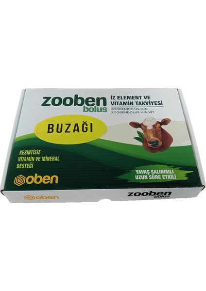 Zooben Buzağı Bolus 51 gr x 12 adet Bolus buzağı takviyesi gıda