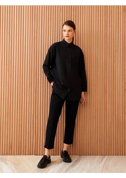 Lcw Modest Düz Uzun Kollu Oversize Poplin Kadın Gömlek Tunik modelleri