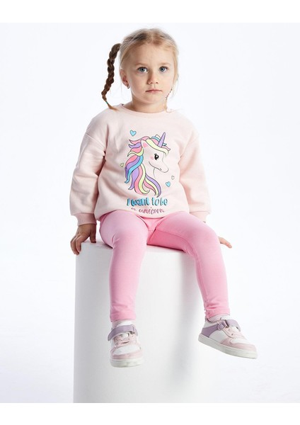 Lcw Baby Bisiklet Yaka Uzun Kollu Baskılı Kız Bebek Sweatshirt