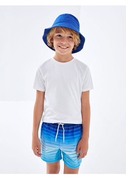 Lcw Kids Mavi Baskılı Beli Lastikli Çizgili Erkek Çocuk Deniz Şortu fiyatları