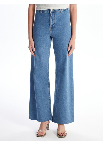 Lcw Jeans Orta Indigo Rodeo Wideleg Kadın Jean Pantolon modelleri