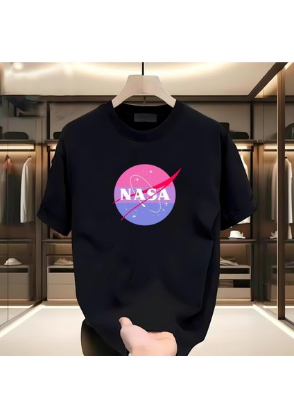 Nasa Baskılı Siyah Tshirt