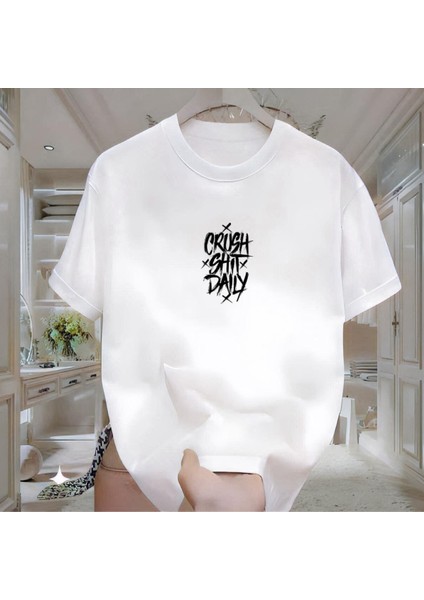 Crush Baskılı Beyaz Tshirt