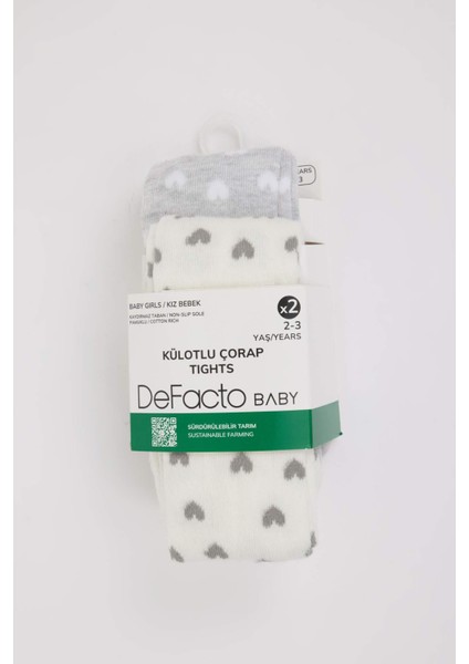 Kız Bebek Dikişsiz 2'li Pamuklu Külotlu Çorap D2493A5NS