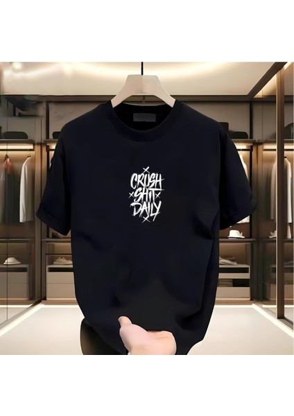 Crush Baskılı Siyah Tshirt