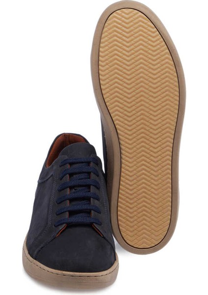 Lacivert Hakiki Nubuk Deri Erkek Sneaker - E24I1AY56825-C39