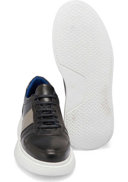Siyah Deri Erkek Sneaker - E24ı1ay56810-A43 Siyah