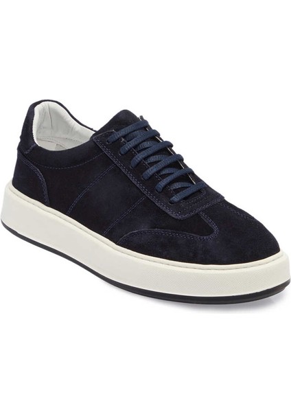 Lacivert Hakiki Süet Deri Erkek Sneaker - E24I1AY56805-D44