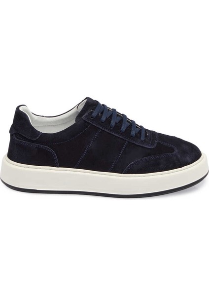 Lacivert Hakiki Süet Deri Erkek Sneaker - E24I1AY56805-D44