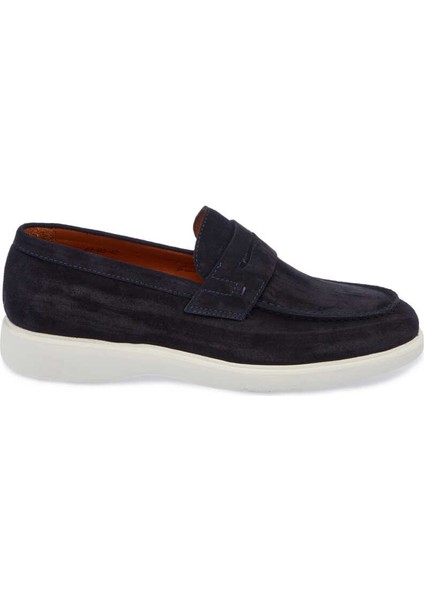 Lacivert Süet Deri Erkek Loafer - E24ı1ay56785-D44 Lacivert