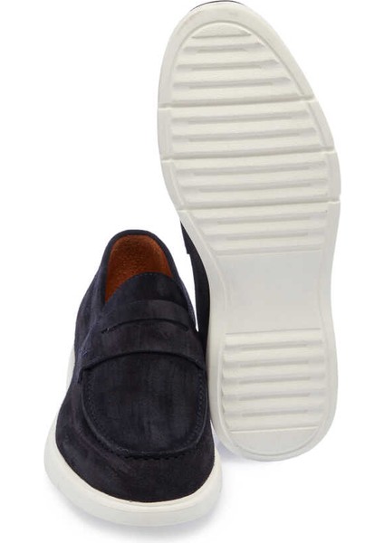 Lacivert Süet Deri Erkek Loafer - E24ı1ay56785-D44 Lacivert