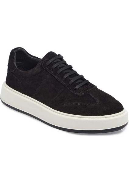 Siyah Süet Deri Erkek Sneaker - E24ı1ay56805-A01 Siyah