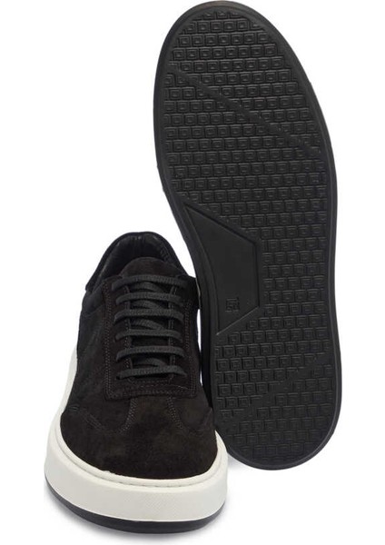 Siyah Süet Deri Erkek Sneaker - E24ı1ay56805-A01 Siyah