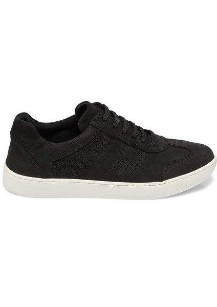 Siyah Nubuk Deri Erkek Sneaker - E24ı1ay56862-A64 Siyah