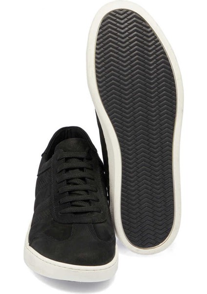 Siyah Nubuk Deri Erkek Sneaker - E24ı1ay56862-A64 Siyah