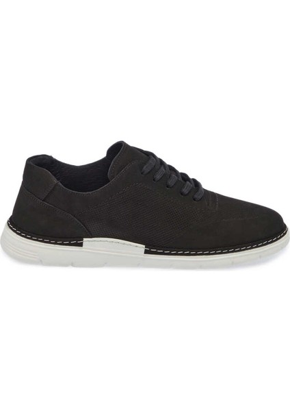 Siyah Nubuk Deri Erkek Sneaker - E24ı1ay56855-A64 Siyah