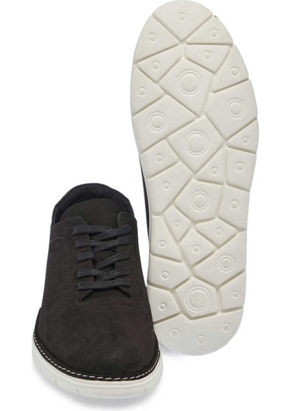 Siyah Nubuk Deri Erkek Sneaker - E24ı1ay56855-A64 Siyah