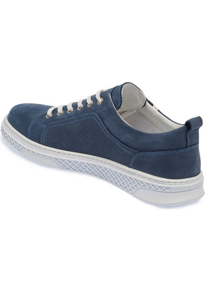 Mavi Nubuk Deri Erkek Sneaker - E24ı1ay56865-F58 Mavi